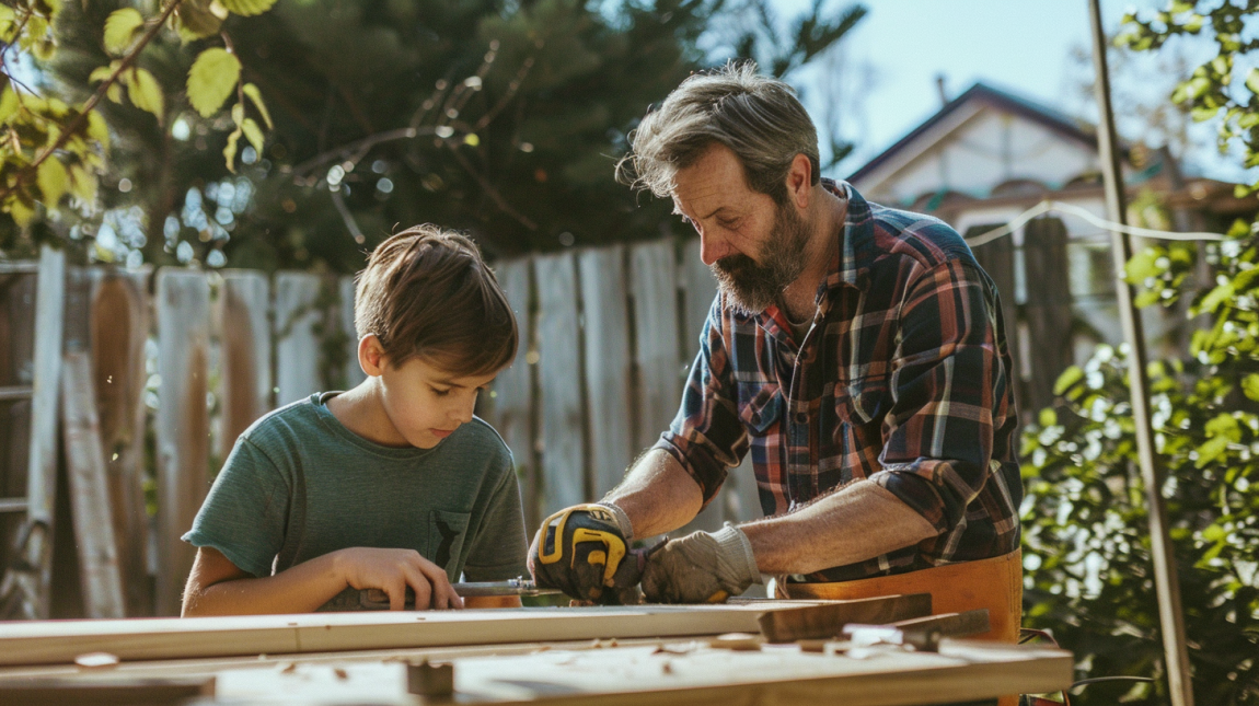 father and son bonding ideas including building a project in the back yard